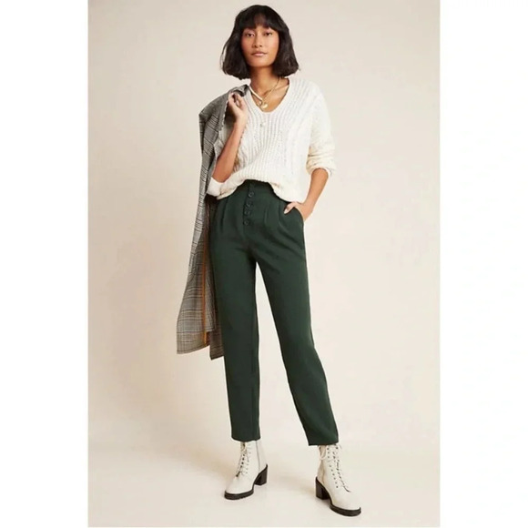 Anthropologie Sasha Button-Fly Tapered Trousers - Picture 1 of 13
